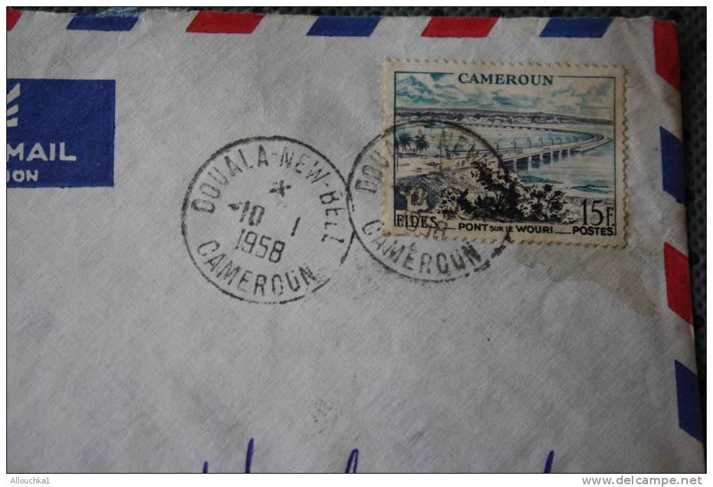 DOUALA CAMEROUN EX COLONIE FRANCAISE MARCOPHILIE  ENVELOPPE LETTRE AVION AFF TIMBRE SEUL - Storia Postale