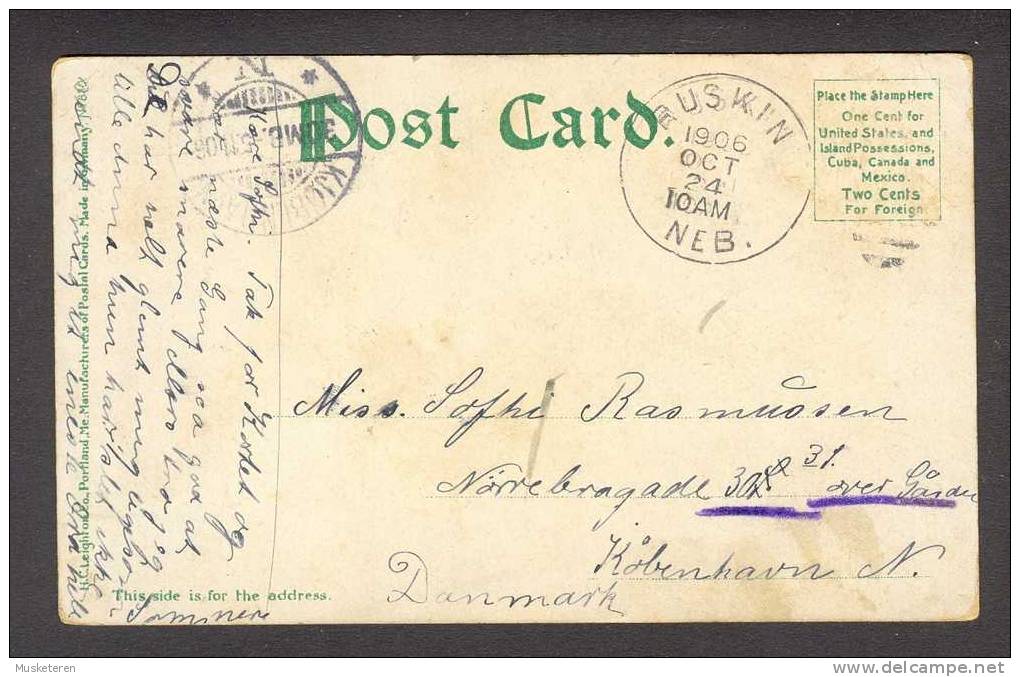 United States NY - Buffalo, Historical Society Building, Ruskin NEB. 1906 Cancel To Copenhagen Denmark - Buffalo