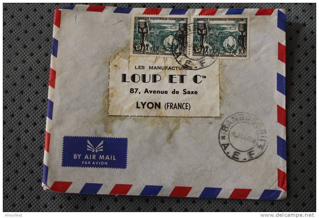 BANGASSBU EX AFRIQUE EQUATORIALE FRANCAISE MARCOPHILIE ENVELOPPE AFF 2 TIMBRES SUR LETTRE PAR AVION - Storia Postale