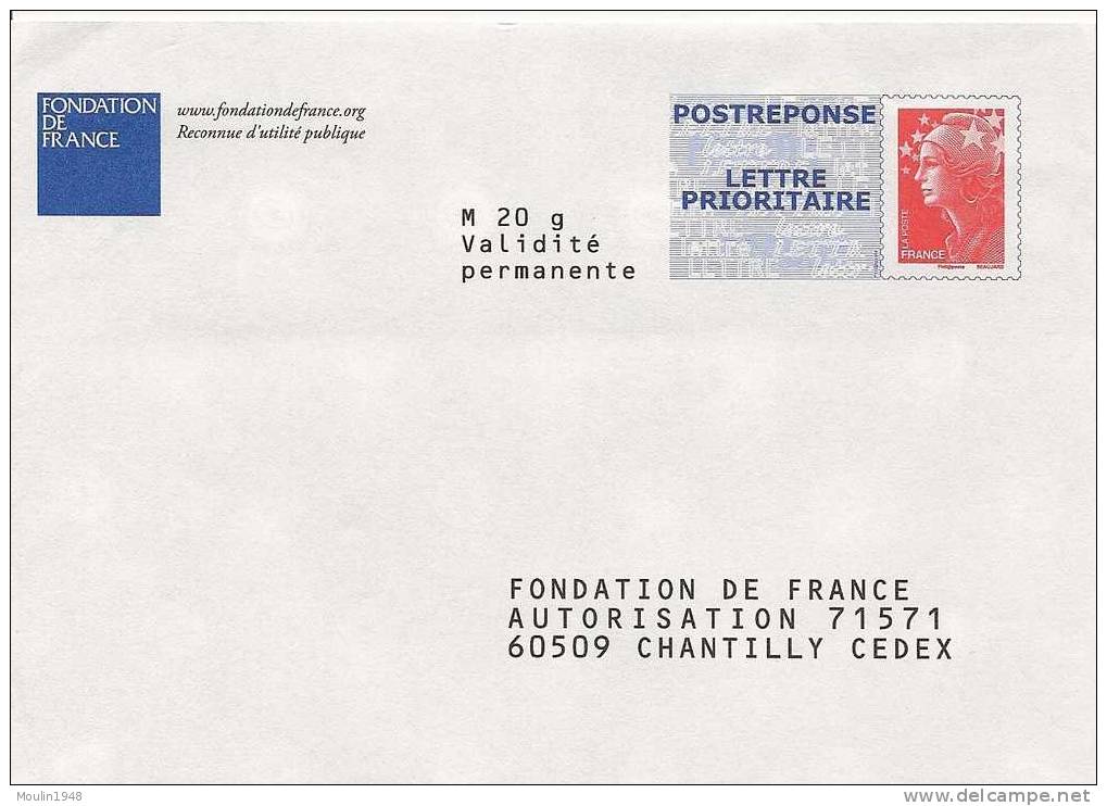 PAP Pret à Poster Reponse Marianne De Beaujard  Fondation De France N°08P371 - PAP: Antwort/Beaujard
