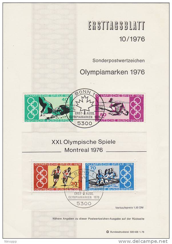 Germany-1976 Montreal Olympic Games  Souvenir Card - Summer 1976: Montreal