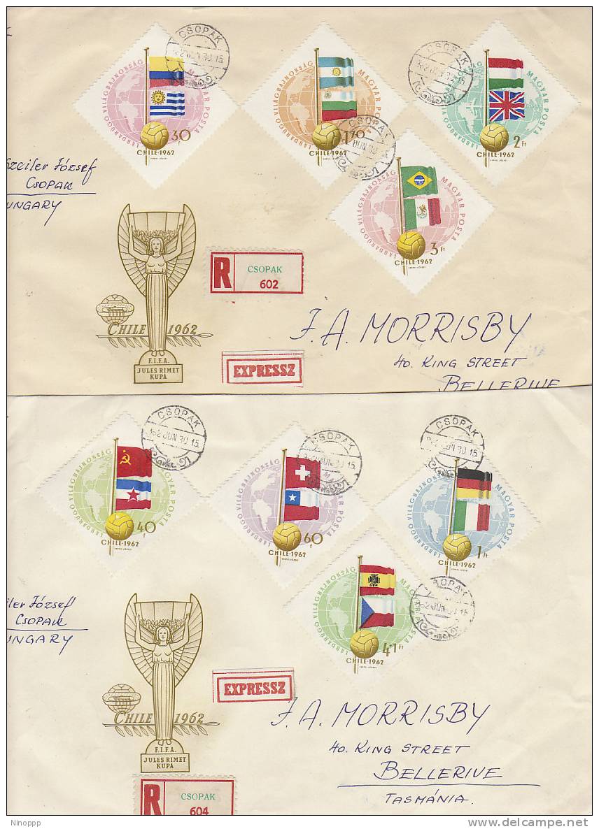 Hungary-1962 Chile Soccer World Cup Registered Covers Sent To Australia - Other & Unclassified