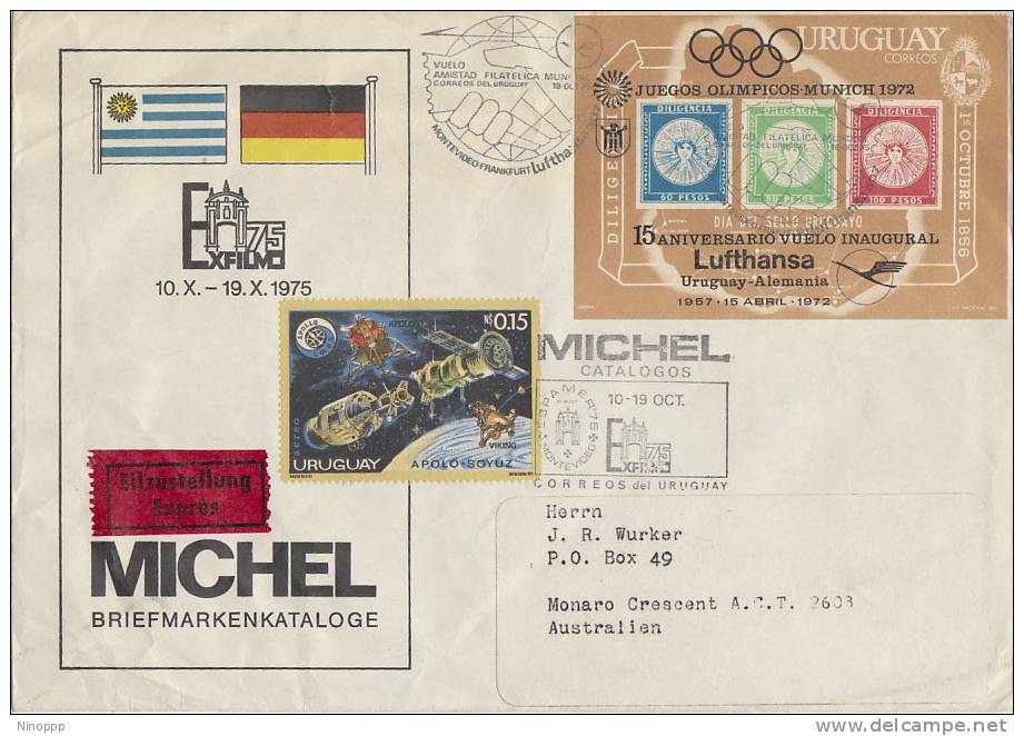 Uruguay-1972 Munich Olympic Games  Souvenir Sheet, Flight Cover - Summer 1972: Munich