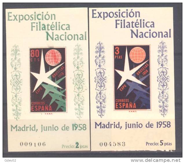 ES1222-L1753.España.Spain.Espagne.EXPO INTERNACIONAL DE  BRUSELAS.1958 (Ed 1222/3**) Sin Charnela LUJO - Nuovi