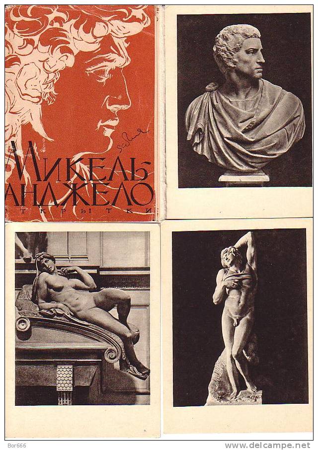 GOOD OLD RUSSIA 10 Postcards Set 1957 - Michelangelo - Sculture