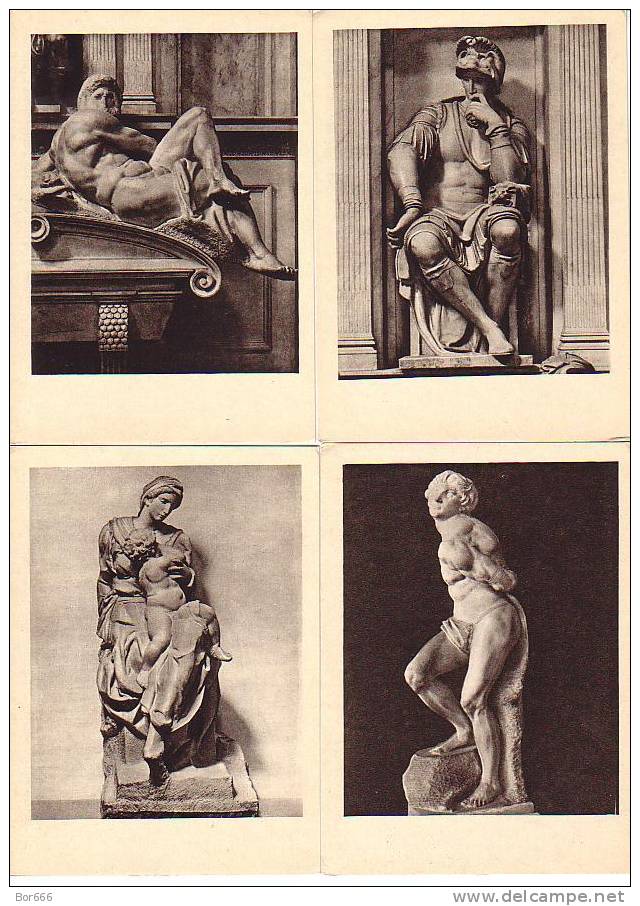 GOOD OLD RUSSIA 10 Postcards Set 1957 - Michelangelo - Sculture