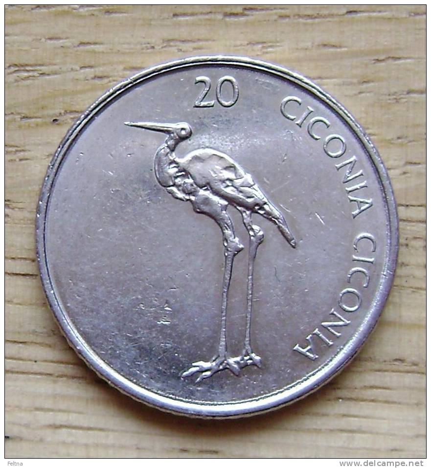 SET OF 4 SLOVENIA 20 TOLAR COINS DIFFERENT YEARS XF USED BIRD - Slovenia