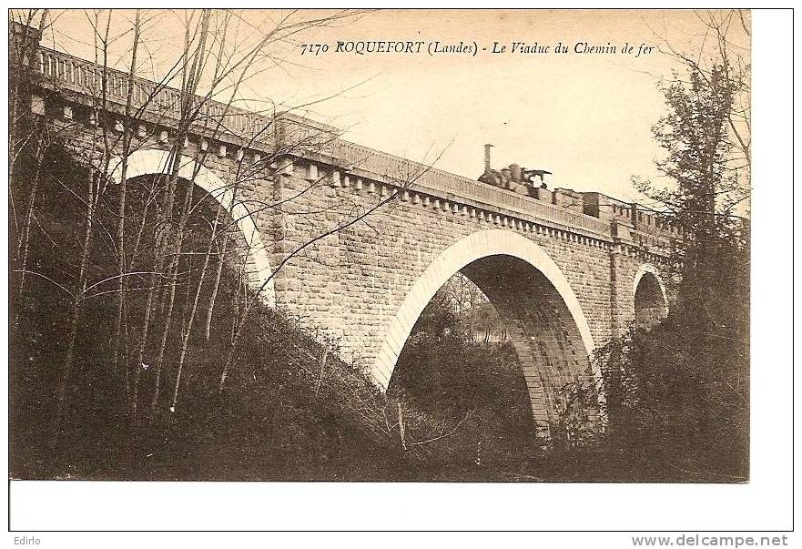 -40-ROQUEFORT Le Viaduc De Chemin De Fer - Locomotive Vapeur - Roquefort