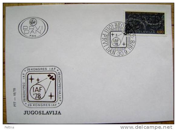 1978 YUGOSLAVIA FDC 29th CONGRESS OF IAF IN DUBROVNIK STARS - Astronomie