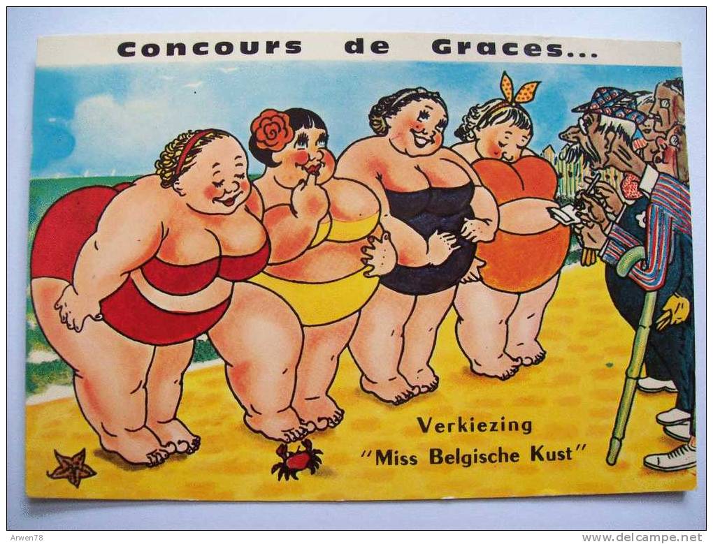 Illustrateur Pin Up  Concours De Graces Grosses Femmes  Recto Verso - Avant 1900