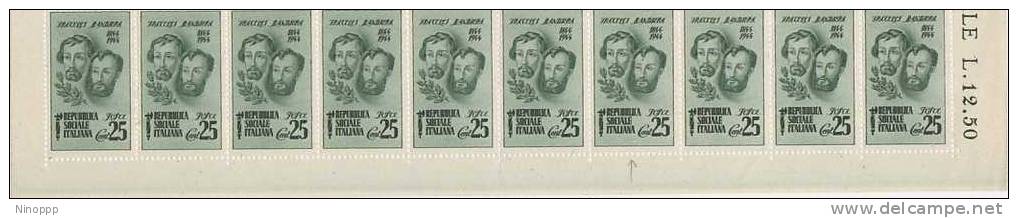 Italy-1944 Bandiera Brothers  Strip 10 MNH With Variety Color Dot - Neufs