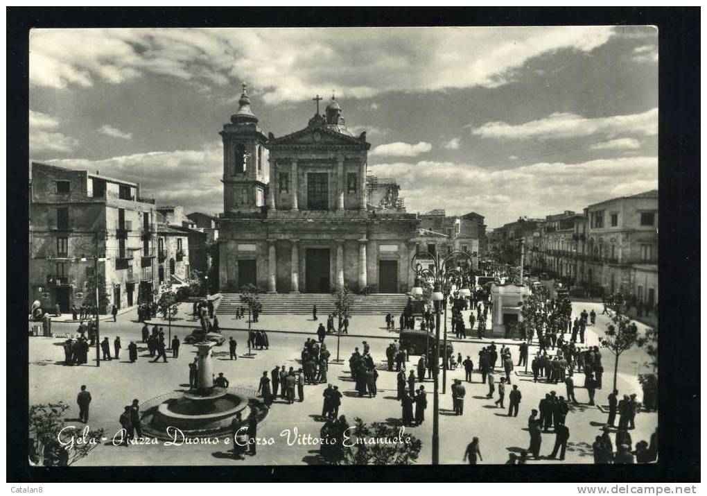 V0941 CARTOLINA ILLUSTRATA SICILIA CALTANISSETTA GELA PIAZZA DUOMO FG. V. - Gela