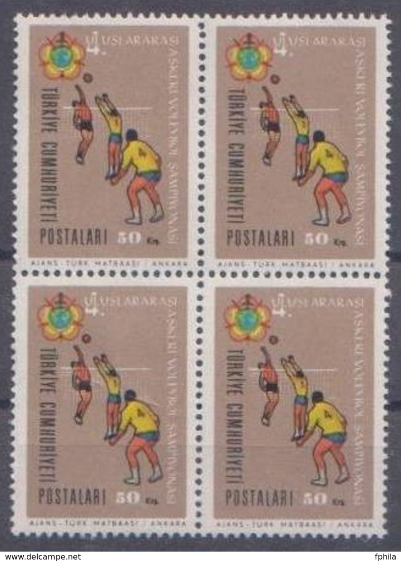 1966 TURKEY 4TH INTERNATIONAL MILITARY VOLLEYBALL CHAMPIONSHIPS BLOCK OF 4 MNH ** - Volley-Ball