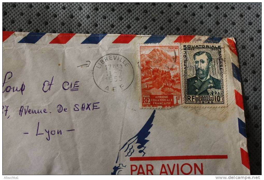 LIBREVILLE AFRIQUE EQUATORIALE FRANCAISE MARCOPHILIE ENVELOPPE AFF. 2 TIMBRES LETTRE AVION - Storia Postale