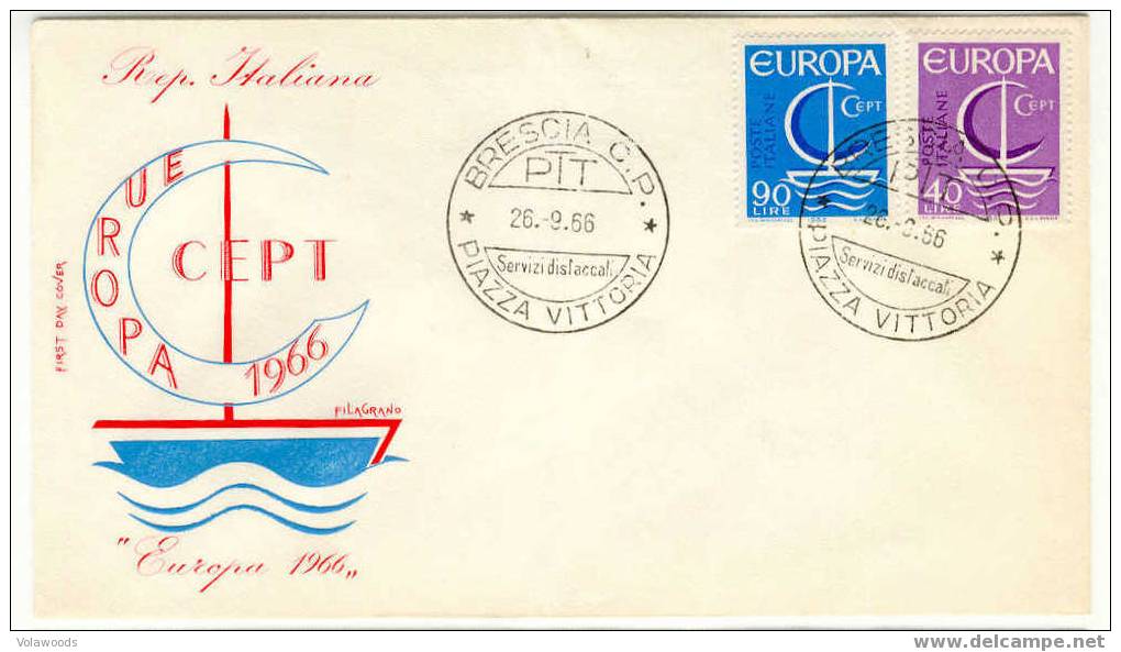 Italia - Busta Fdc Con Serie Completa: Europa. 11° Serie - 1966