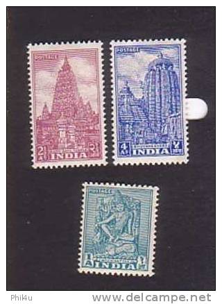 1950 India Arch Mint Stamps Set 3value SG 333-333c - Ungebraucht