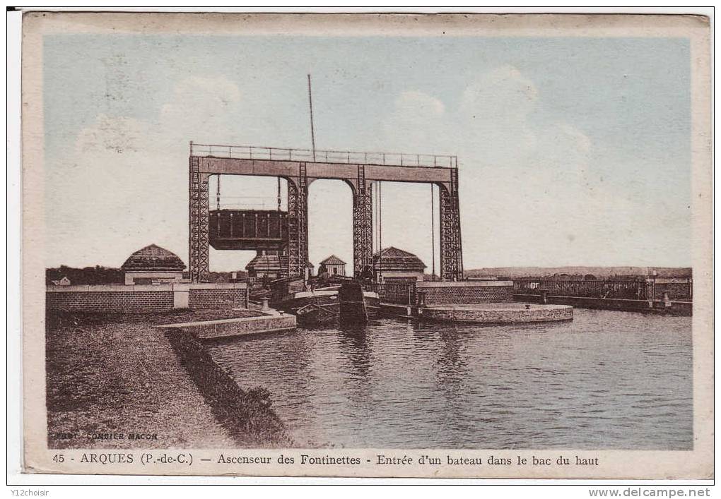 CPA ASCENSEUR DES FONTINETTES ENTREE D UN BATEAU PENICHE DANS LE BAC DU HAUT PAS DE CALAIS ARQUES - Chiatte, Barconi