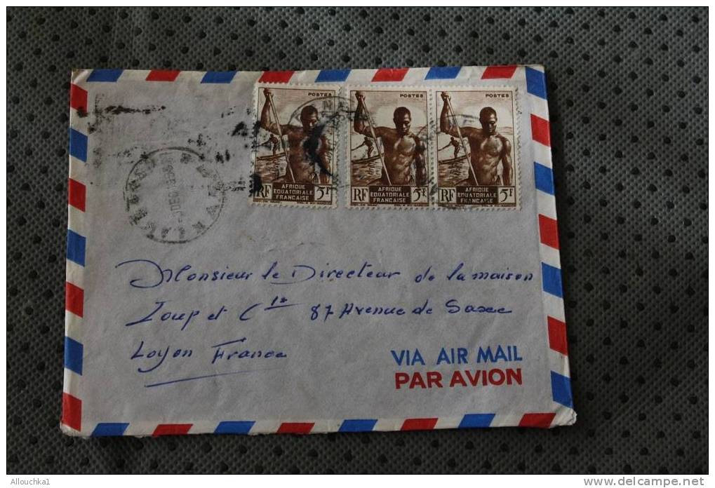 LIBREVILLE AFRIQUE EQUATORIALE FRANCAISE MARCOPHILIE ENVELOPPE AFF. 3 TIMBRES LETTRE AVION + FLAMME VERSO CAPITALE GABON - Autres & Non Classés