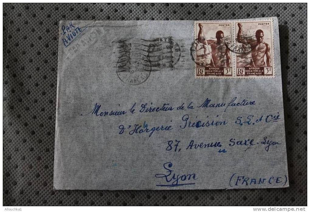 BRAZZAVILLE AFRIQUE EQUATORIALE FRANCAISE MARCOPHILIE ENVELOPPE AFF. 2 TIMBRES LETTRE AVION MOYEN CONGO FRANCAIS - Lettres & Documents