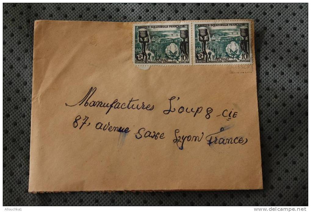 MILITARIA FORT LAMY TCHAD AFRIQUE EQUATORIALE FRANCAISE MARCOPHILIE ENVELOPPE AFF. 2 TIMBRES LETTRE AVION  COTON NON OBL - Other & Unclassified