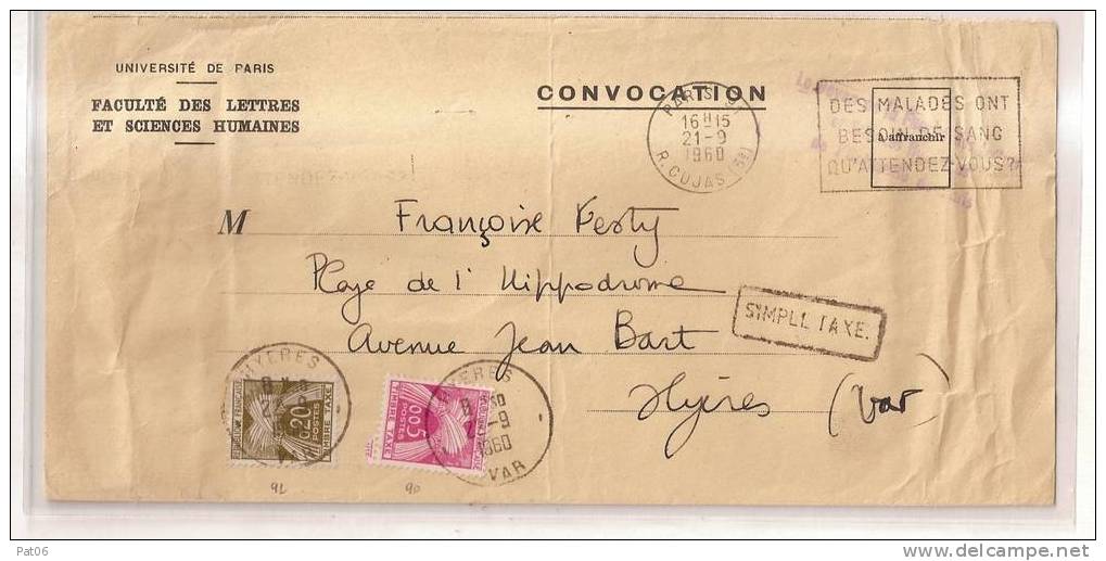 PARIS    Bureau N°91 « R. CUJAS (5°) » - 1960-.... Covers & Documents