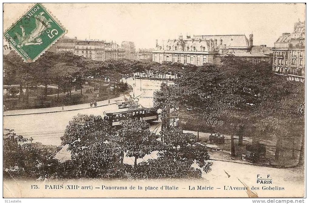 75 PARIS  - Panorama De La Place D,italie  - La Mairie - L,avenue Des Gobelins - Paris (11)