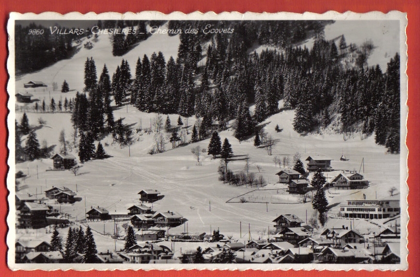 V103 Villars Chesières Et Le Chemin Des Ecovets, En Hiver.Cachet Villars S/ Ollon 1952.Perrochet 9860 - Ollon