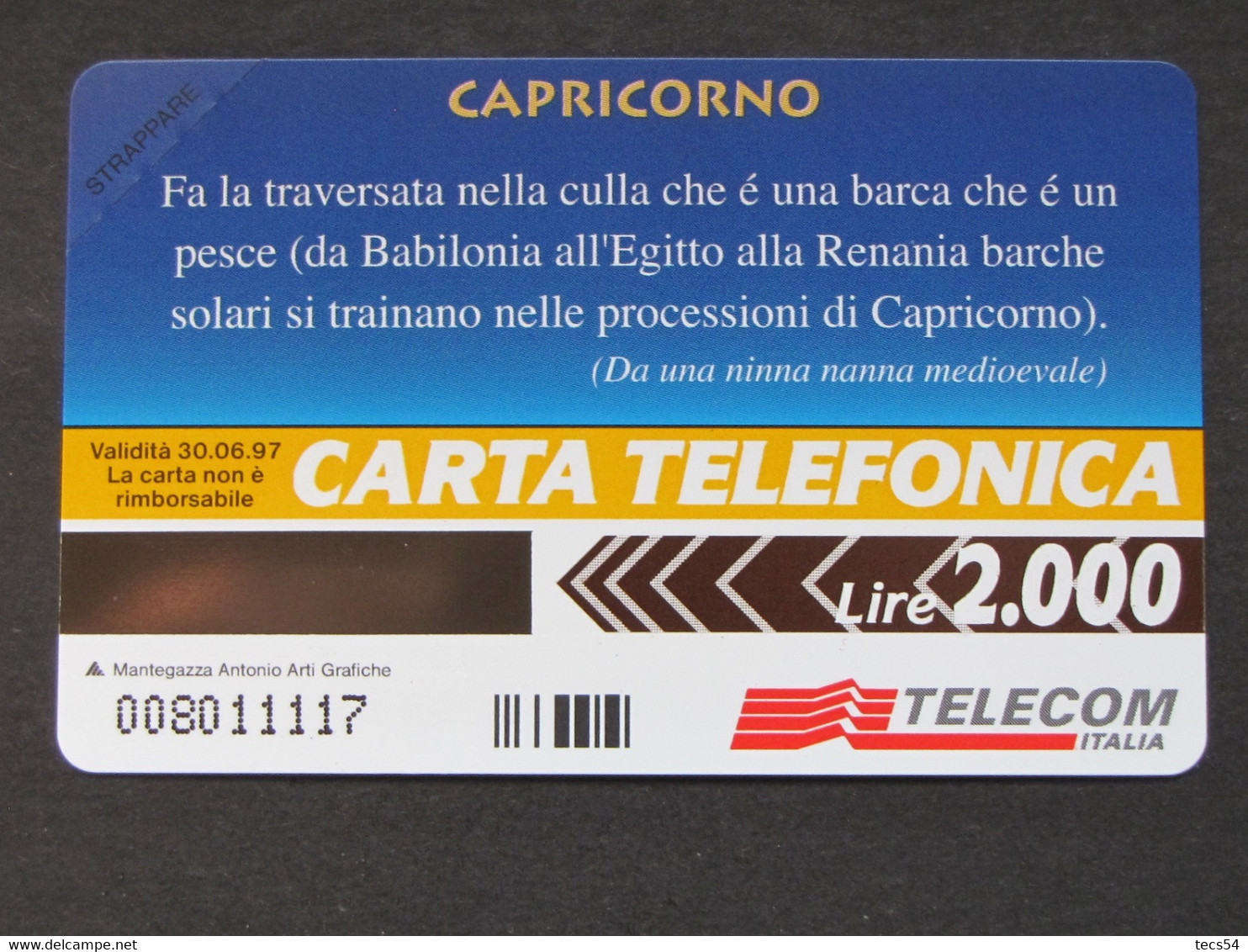 ITALIA TELECOM - 3379 C&C 284 GOLDEN - PRIVATE PUBBLICHE - ZODIACO CAPRICORNO - NUOVA - Private-Omaggi