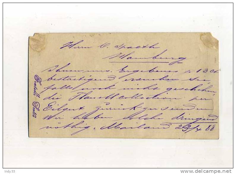 - ITALIE 18678/1900 . ENTIER POSTAL SUR CP DE 1888 POUR L´ALLEMAGNE - Stamped Stationery