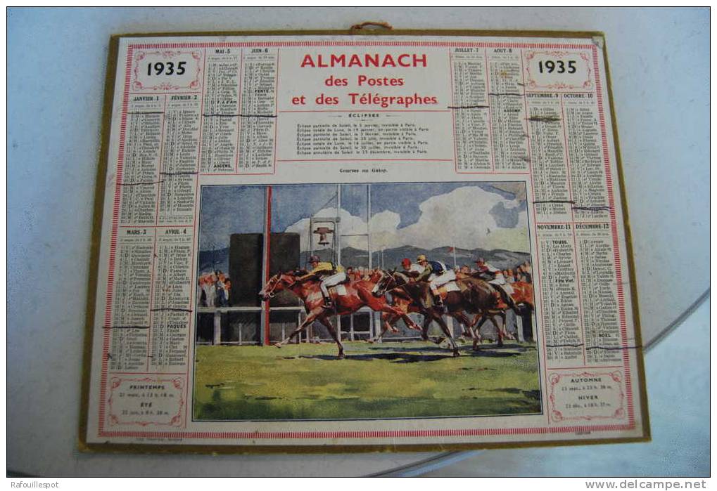 Almanach  1935 "courses Au Galop" - Formato Grande : 1921-40