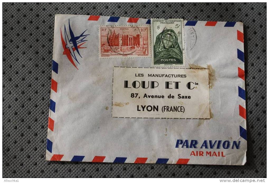 MOUDJERIA  MAURETANIE AFRIQUE OCCIDENTALE FRANCAISE MARCOPHILIE ENVELOPPE LETTRE PAR AVION 2 TIMBRES - Briefe U. Dokumente