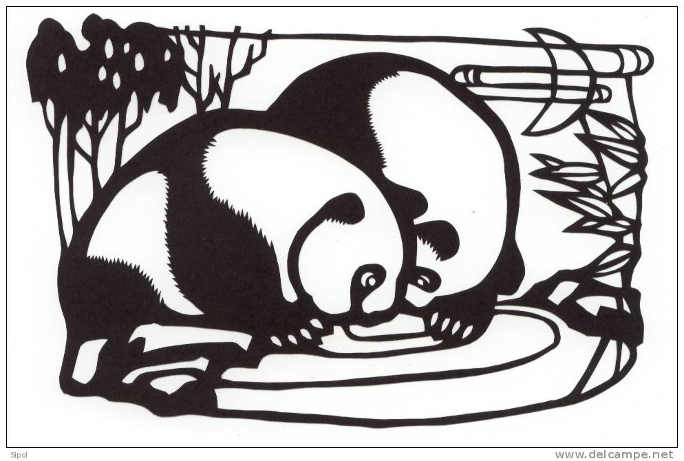 Paper Cut Of Yangchow, China - De Papier De Soie De Chine : Pandas  - - Scherenschnitte