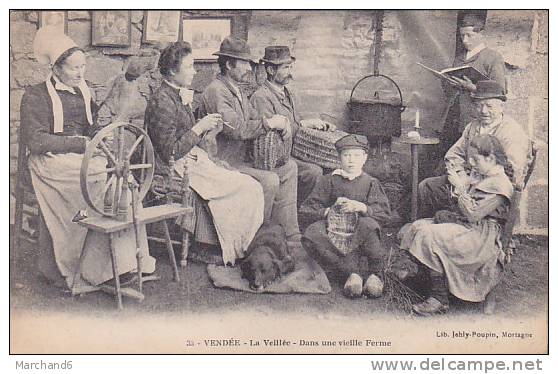 Vendée Mortagne Sur Sèvre La Veillée Dans Une Vieille Ferme Fileuse Fabrication De Paniers Osiers éditeur Poupin - Mortagne Sur Sevre