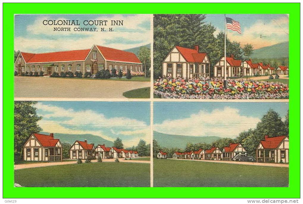 NORTH CONWAY, NH - COLONIAL COURT INN - 4 MULTIVIEWS - TRAVEL IN 1957 - BISBEE PRESS - - Autres & Non Classés