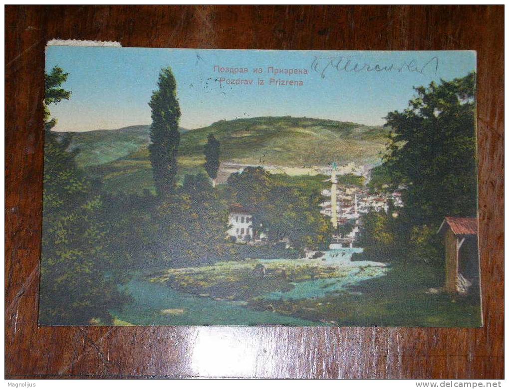 R!,Serbia,Kosovo,Prizren,Mosk,Minaret,Islam,Town View,River,vintage Postcard - Kosovo