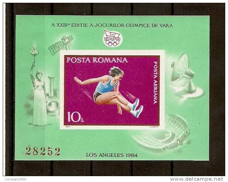 Romania 1984 MNH / Olympic Games Los Angeles / 8 Val + 2 MS Imperforated - Ete 1984: Los Angeles