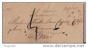 BELGIQUE : 1836:Précurseur:MARCHE Pour GAND .oblit.MARCHE Double Cercle Rouge.+ Texte.Verso:Oblit.GAND Double Cercle Rou - 1830-1849 (Belgique Indépendante)