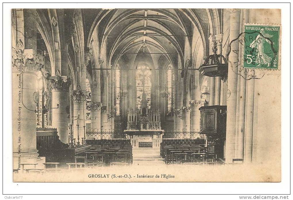 Groslay (95) : Intérieur De L'église En 1909. - Groslay