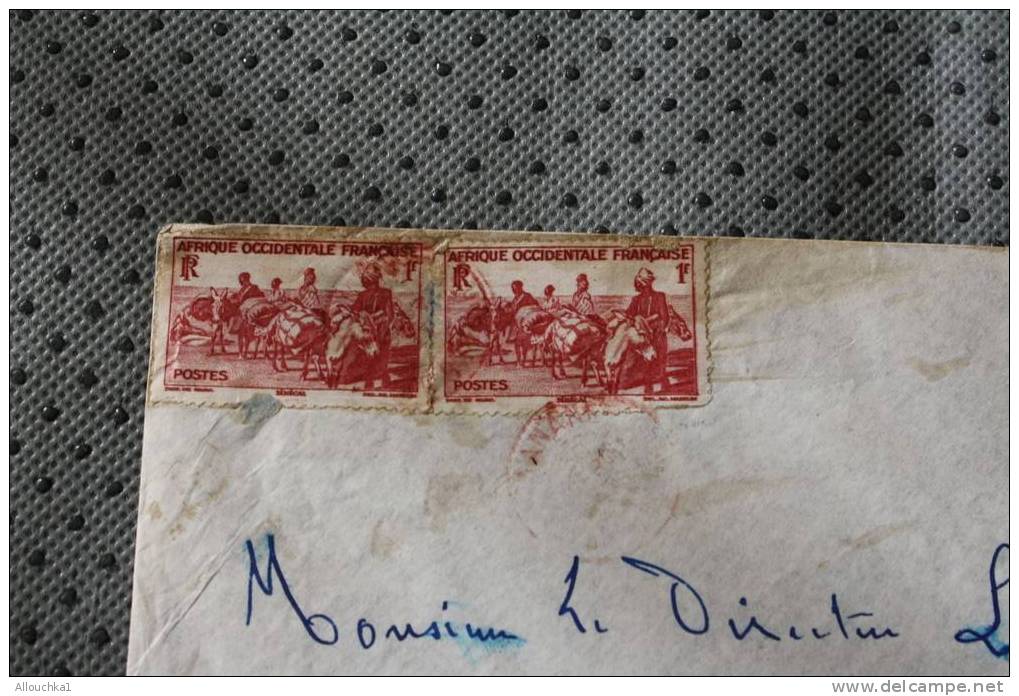 AOF  EX AFRIQUE OCCIDENTALE FRANCAISE : ENVELOPPE AFF 2 TIMBRES SUR LETTRE AVION TIMBRES 1F +1F CACHET A DATE ROUGE - Briefe U. Dokumente