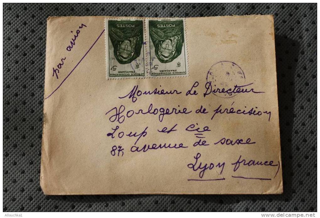 AOF  EX AFRIQUE OCCIDENTALE FRANCAISE : ENVELOPPE AFF 2 TIMBRES SUR LETTRE AVION TIMBRES 5 F +5F - Covers & Documents