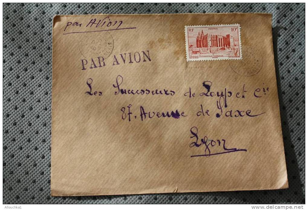 AOF  EX AFRIQUE OCCIDENTALE FRANCAISE : ENVELOPPE TIMBRE SEUL SUR LETTRE AVION - Lettres & Documents