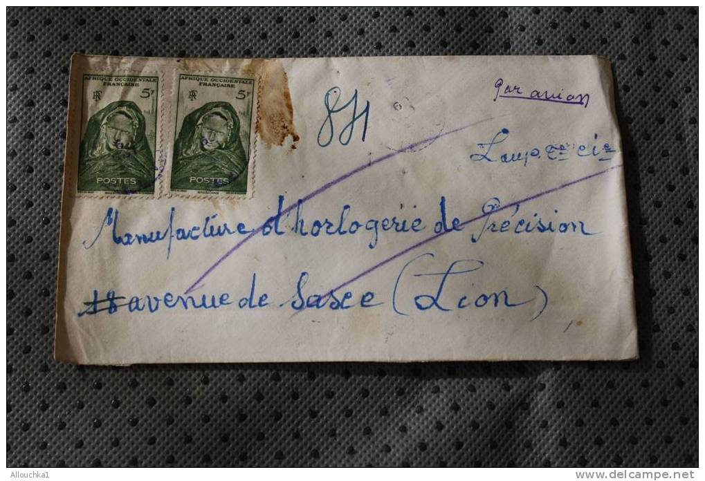 DAKEL  AOF  EX AFRIQUE OCCIDENTALE FRANCAISE : ENVELOPPE AFF 2 TIMBRES SUR LETTRE AVION GRIFFE INCONNU ???MAIS BEN ARRI - Lettres & Documents