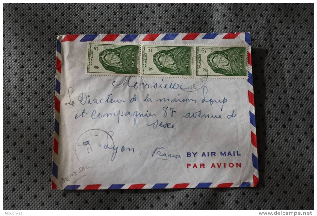 DAKEL  AOF  EX AFRIQUE OCCIDENTALE FRANCAISE : ENVELOPPE AFF 3 TIMBRES SUR LETTRE AVION - Briefe U. Dokumente