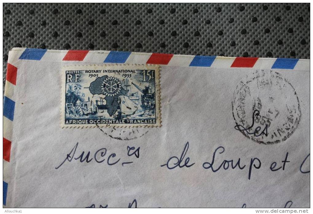 EX AFRIQUE OCCIDENTALE FRANCAISE : ENVELOPPE TIMBRE SEUL SUR LETTRE AVION 50EME ROTARY INTERNATIONAL 1905-1955 - Brieven En Documenten