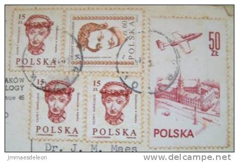 Poland 1996 Postcard Sent To Nicaragua - Plane Sculpture - Woman Head - Covers & Documents