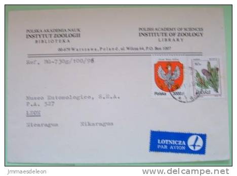 Poland 1996 Cover Sent To Nicaragua - Coat Of Arms Pine Branch And Cones - Briefe U. Dokumente