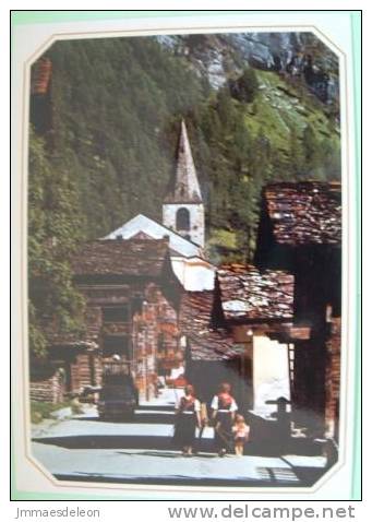 Switzerland 1999 Illustrated Postcard To Belgium - Evolene Mountains Church Lake Stamp - Briefe U. Dokumente