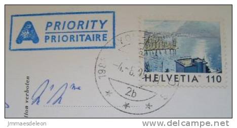 Switzerland 1999 Illustrated Postcard To Belgium - Evolene Mountains Church Lake Stamp - Briefe U. Dokumente