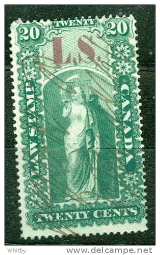 1864 20 Cent  Ontario Law Stamp #OL33  L.S, Overprint - Steuermarken