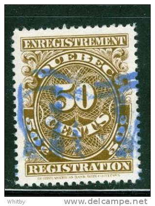 1912 50 Cent Quebec Registration Stamp #QR21 - Fiscale Zegels